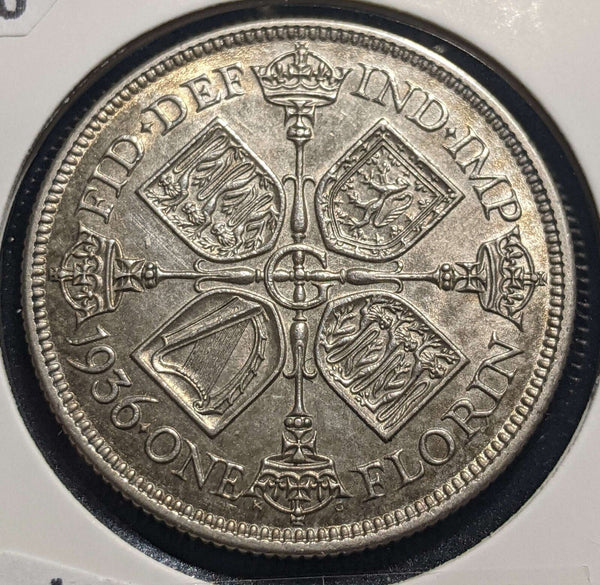 Great Britain 1936 Florin KM# 834 Scratch #002 #24A