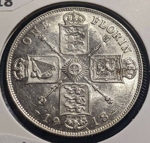 Great Britain 1918 Florin KM# 817 Cleaned #010 #24A