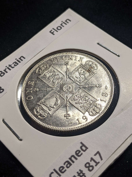 Great Britain 1918 Florin KM# 817 Cleaned #010 #24A