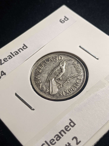 New Zealand 1934 6d KM# 2 Cleaned #001 #24A