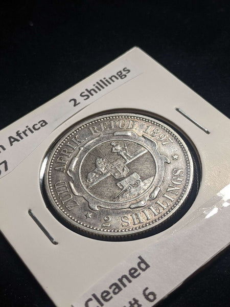 South Africa 1897 2 Shillings KM# 6 Cleaned #012 #24A