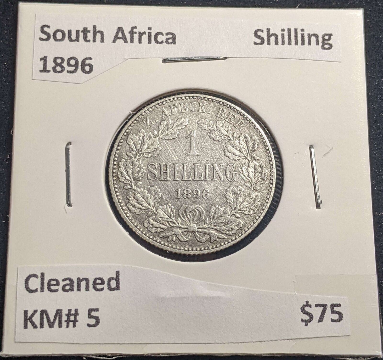 South Africa 1896 Shilling KM# 5 Cleaned #049 #24A