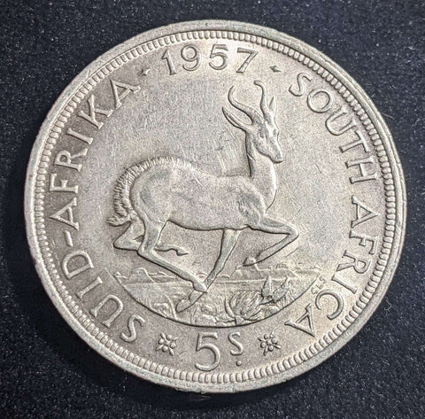 South Africa 1957 5 Shillings KM# 52 Cleaned #015 #23C