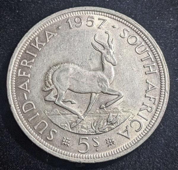 South Africa 1957 5 Shillings KM# 52 Cleaned #015 #23C