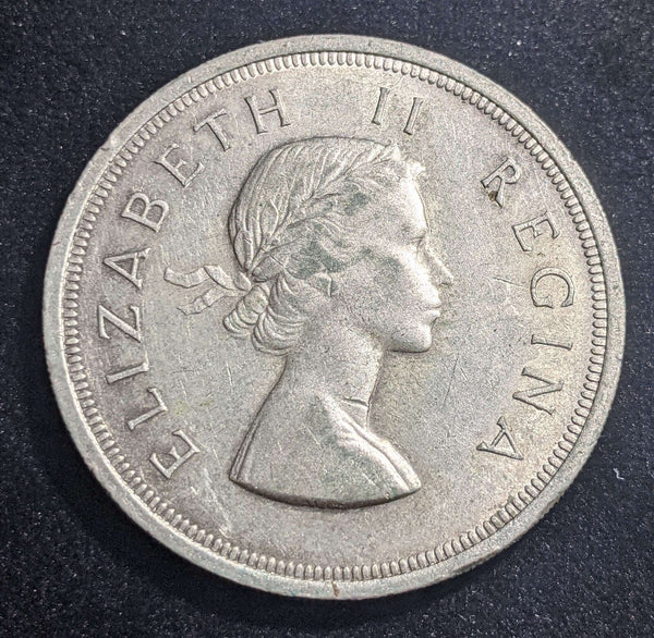 South Africa 1957 5 Shillings KM# 52 Cleaned #015 #23C