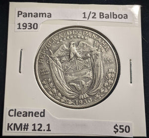 Panama 1930 1/2 Balboa KM# 12.1 Cleaned #191 #23C