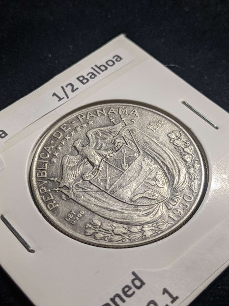 Panama 1930 1/2 Balboa KM# 12.1 Cleaned #191 #23C