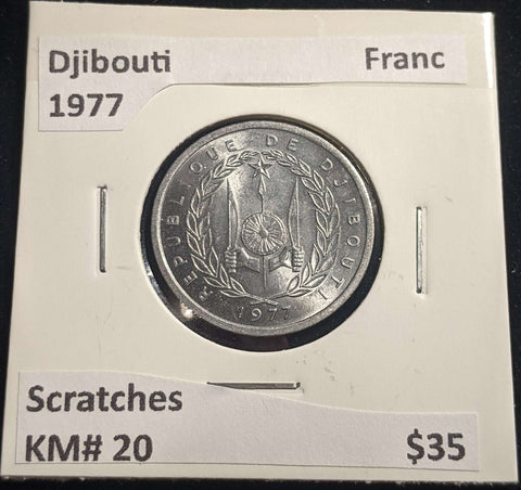 Djibouti 1977 Franc KM# 20 Scratches #016 #23C
