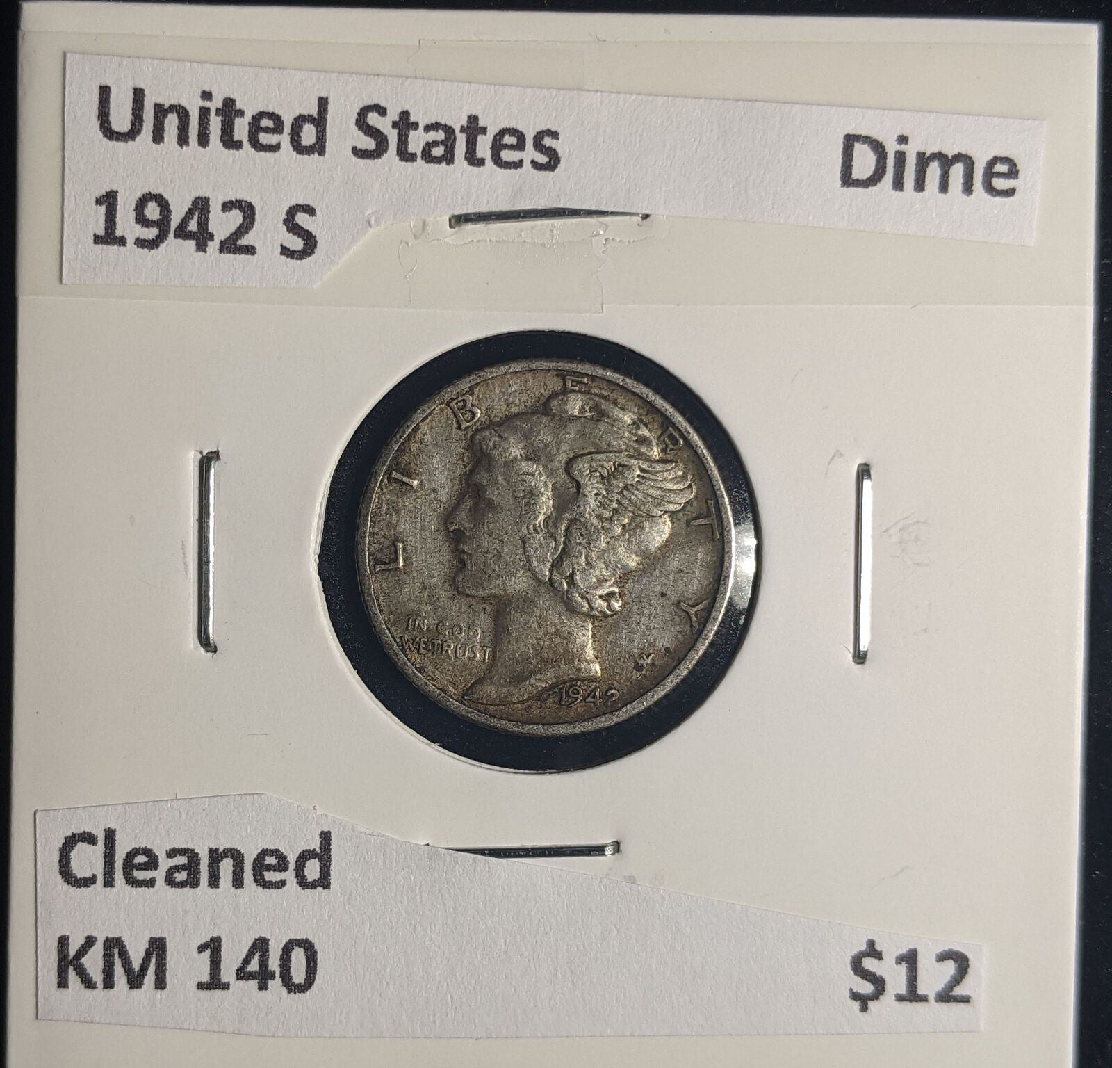 United States 1942 S Dime KM 140 Cleaned #002 #24B