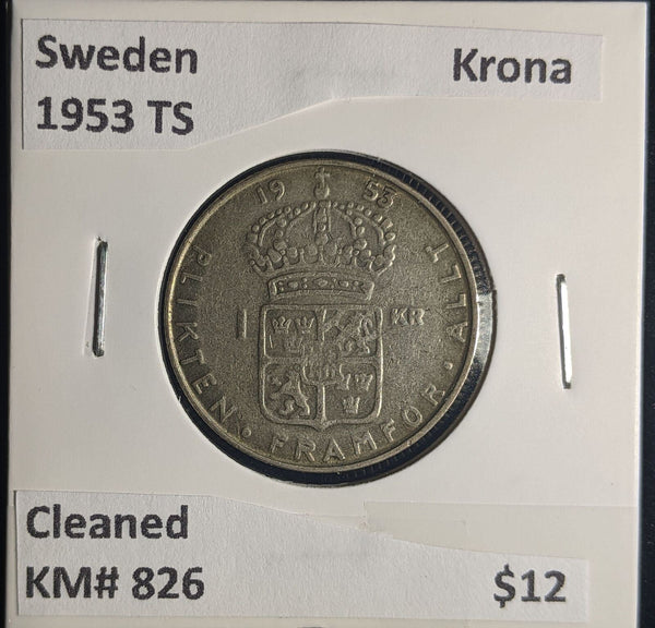 Sweden 1953 TS Krona KM# 826 Cleaned #584 #24B