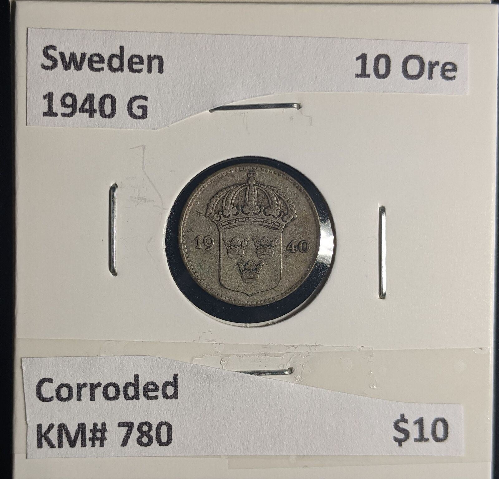 Sweden 1940 G 10 Ore KM# 780 Corroded #318 #24B