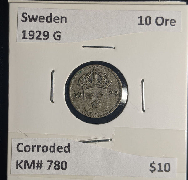 Sweden 1929 G 10 Ore KM# 780 Corroded #345 #24B