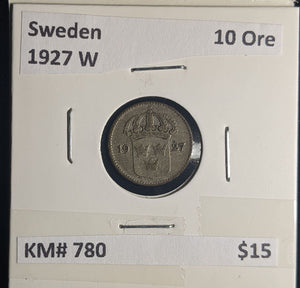 Sweden 1927 W 10 Ore KM# 780 #393 #24B