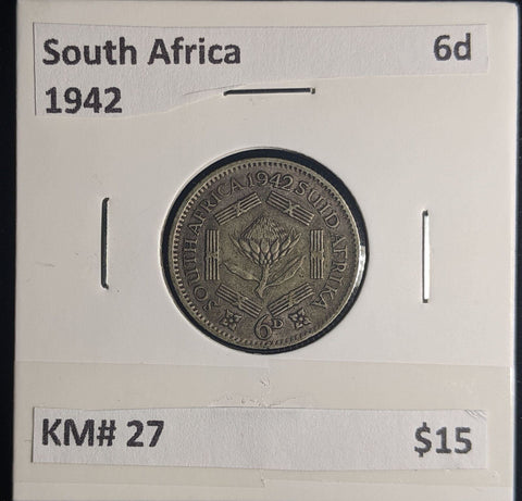 South Africa 1942 6 Pence Sixpence 6d KM# 27 #0233 #24C