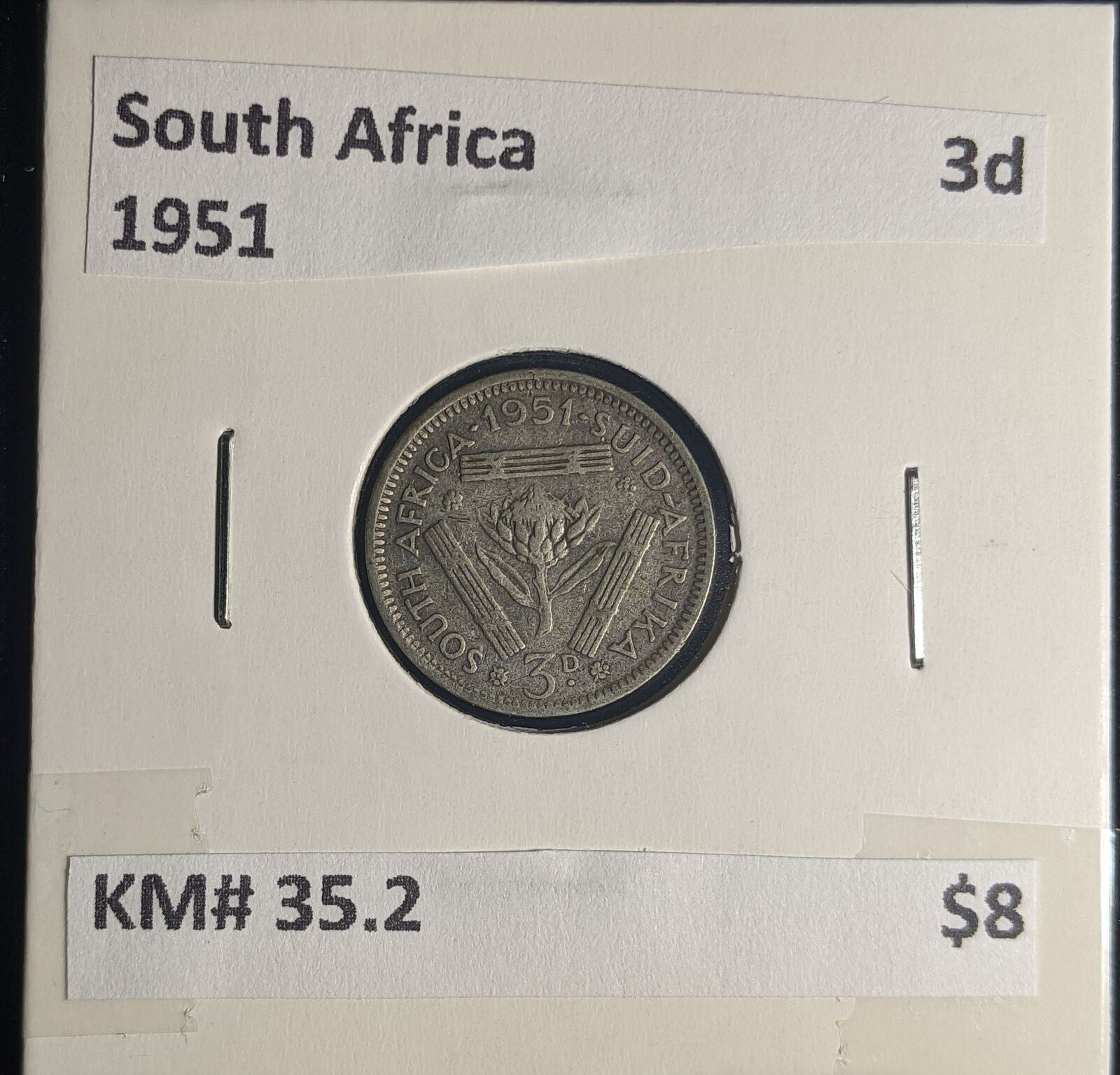 South Africa 1951 3 Pence Threepence 3d KM# 35.2 #0220 #25