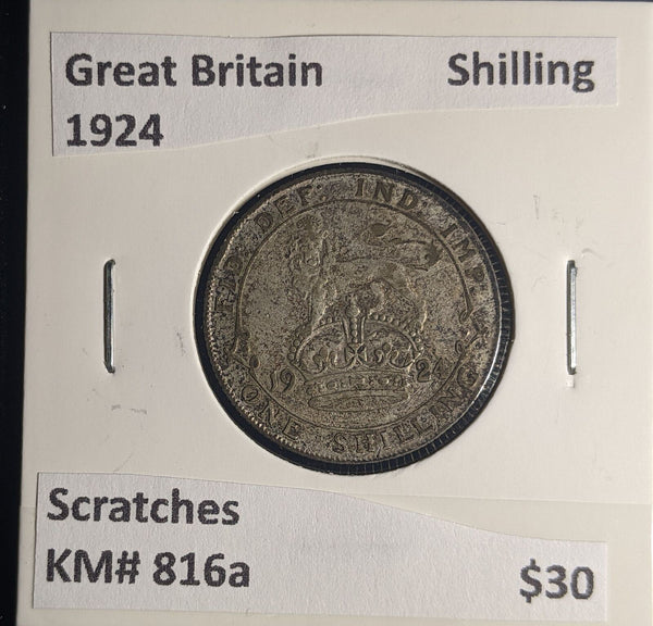 Great Britain 1924 Shilling 1/- KM# 816a Scratches #256 #25A