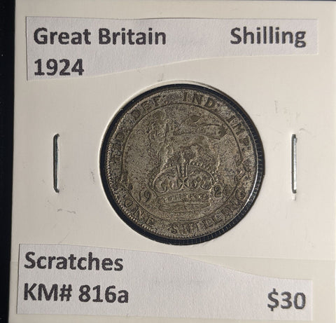 Great Britain 1924 Shilling 1/- KM# 816a Scratches #256 #25A