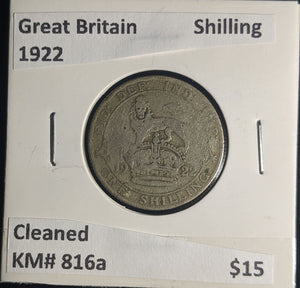 Great Britain 1922 Shilling 1/- KM# 816a Cleaned #068 #25A