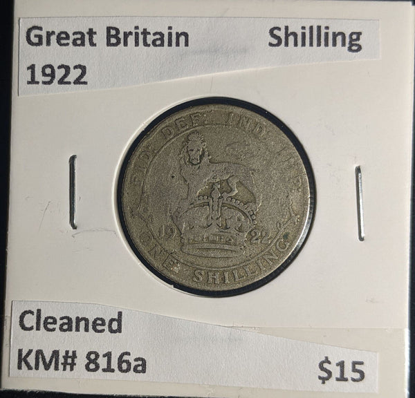 Great Britain 1922 Shilling 1/- KM# 816a Cleaned #068 #25A