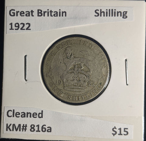 Great Britain 1922 Shilling 1/- KM# 816a Cleaned #068 #25A