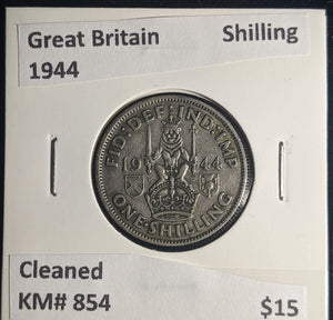 Great Britain 1944 Shilling 1/- KM# 854 Cleaned #253 #25A