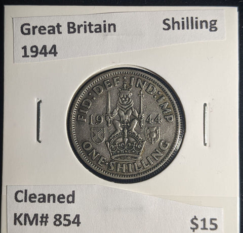 Great Britain 1944 Shilling 1/- KM# 854 Cleaned #253 #25A