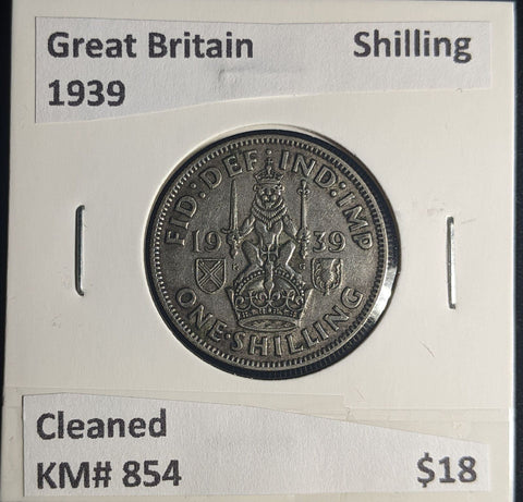 Great Britain 1939 Shilling 1/- KM# 854 Cleaned #263 #25A