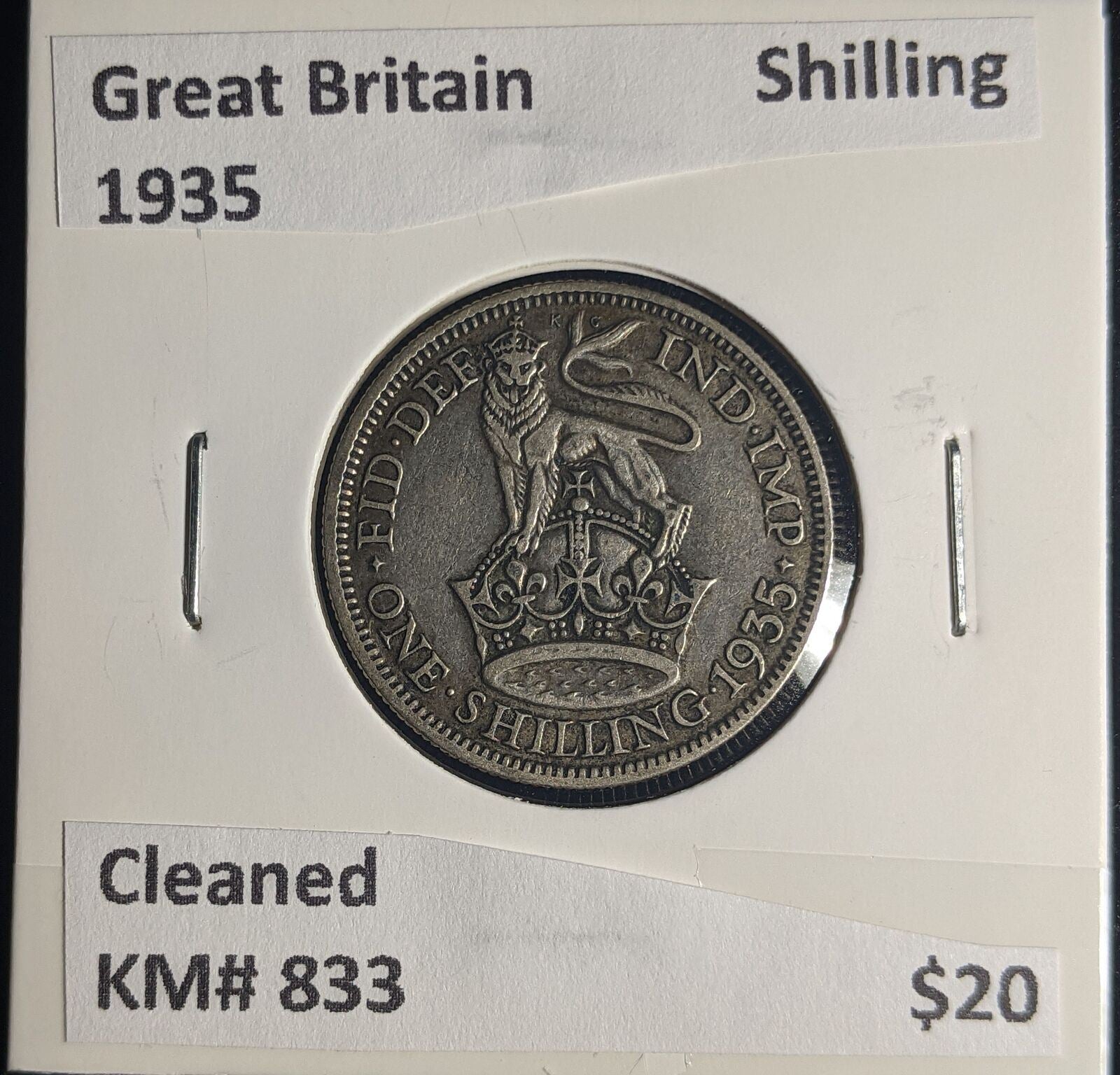 Great Britain 1935 Shilling 1/- KM# 833 Cleaned #205 #25A