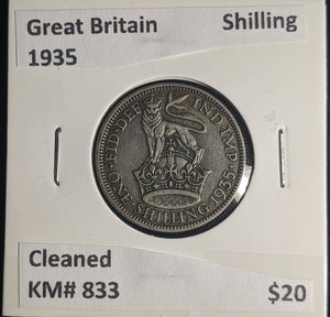 Great Britain 1935 Shilling 1/- KM# 833 Cleaned #205 #25A