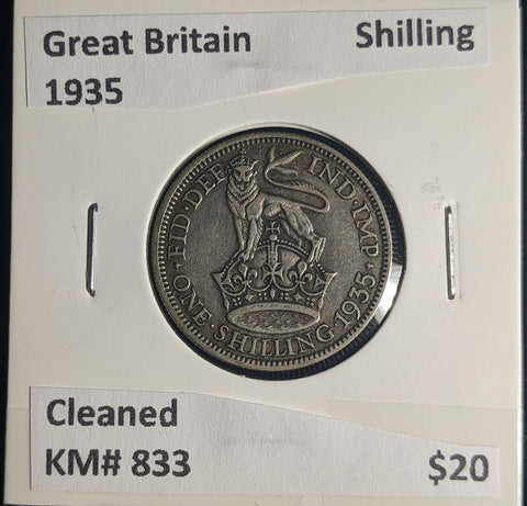 Great Britain 1935 Shilling 1/- KM# 833 Cleaned #205 #25A
