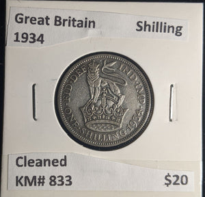 Great Britain 1934 Shilling 1/- KM# 833 Cleaned #046 #25A