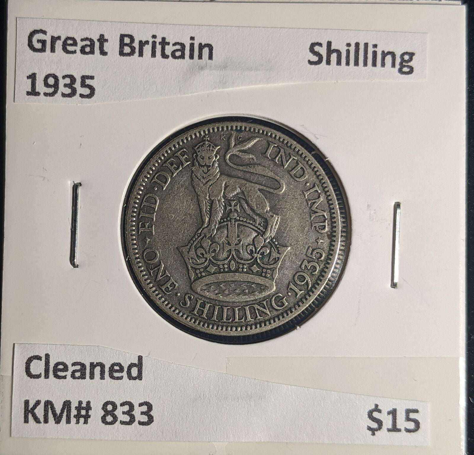 Great Britain 1935 Shilling 1/- KM# 833 Cleaned #073 #25A