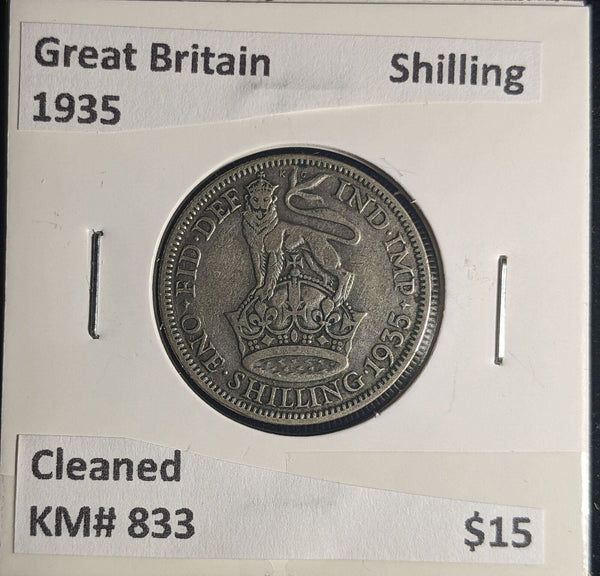 Great Britain 1935 Shilling 1/- KM# 833 Cleaned #073 #25A