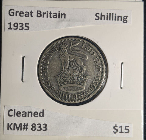 Great Britain 1935 Shilling 1/- KM# 833 Cleaned #073 #25A