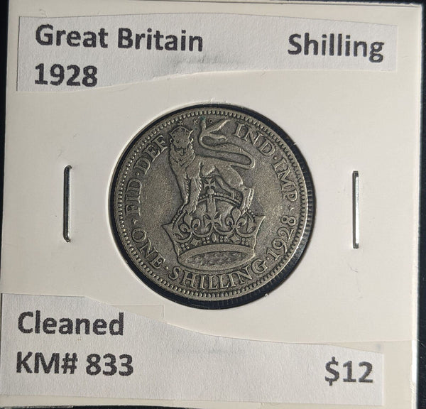Great Britain 1928 Shilling 1/- KM# 833 Cleaned #065 #25A