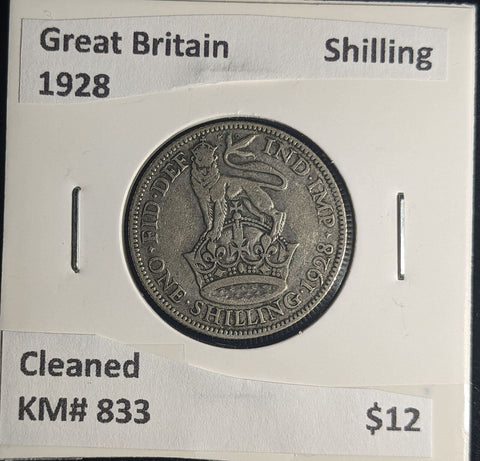 Great Britain 1928 Shilling 1/- KM# 833 Cleaned #065 #25A