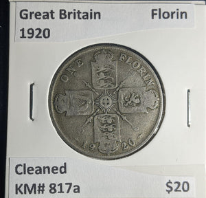 Great Britain 1920 Florin 2/-KM# 817a Cleaned #052 #25B