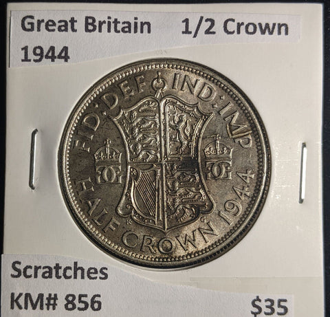 Great Britain 1944 Half Crown 1/2C KM# 856 Scratches  #001 #25B
