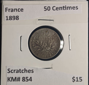 France 1898 50 Centimes KM# 854 Scratches #008 #25C