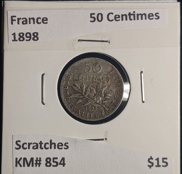 France 1898 50 Centimes KM# 854 Scratches #008 #25C