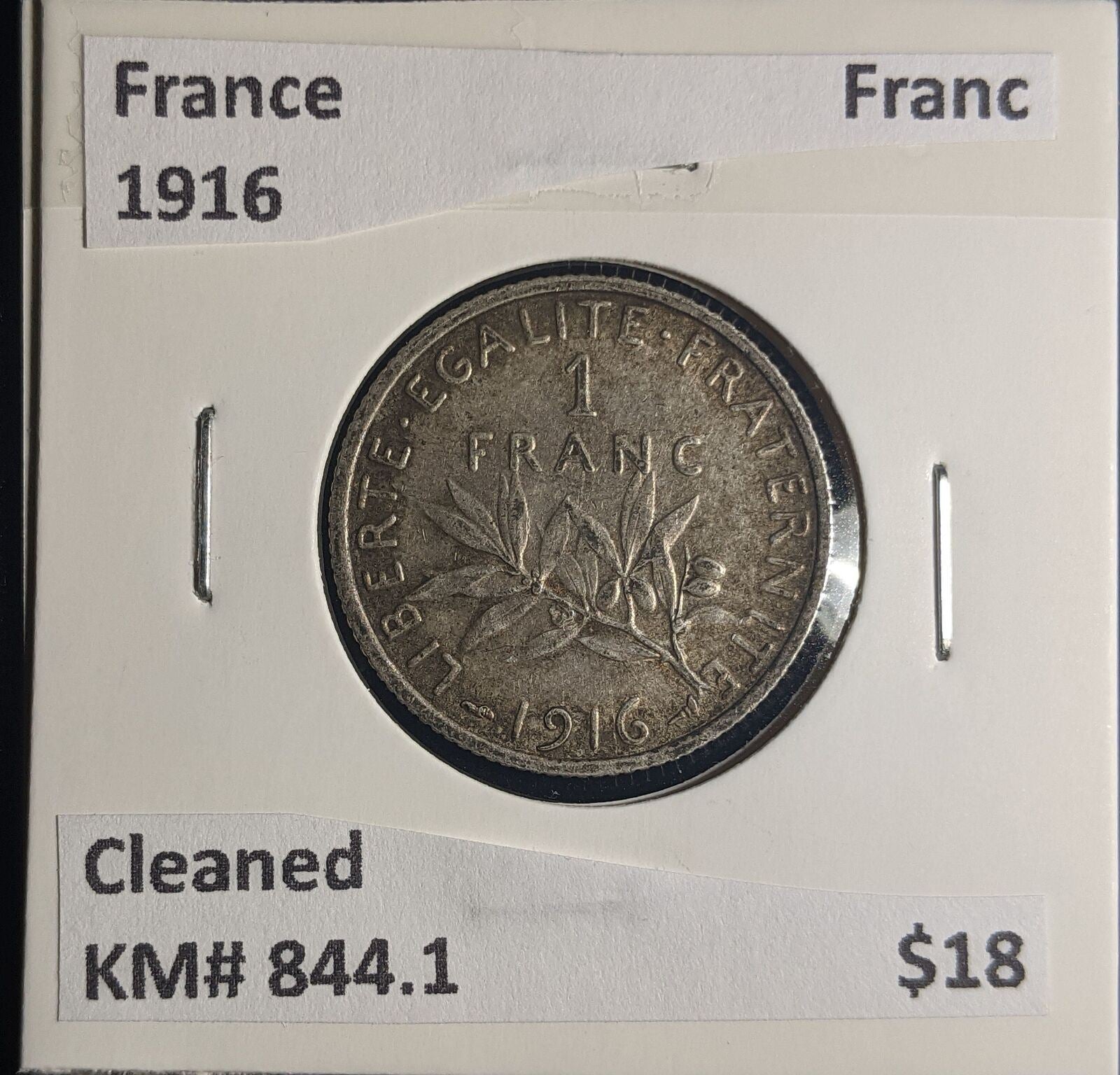 France 1916 Franc KM# 844.1 Cleaned #560 #25C