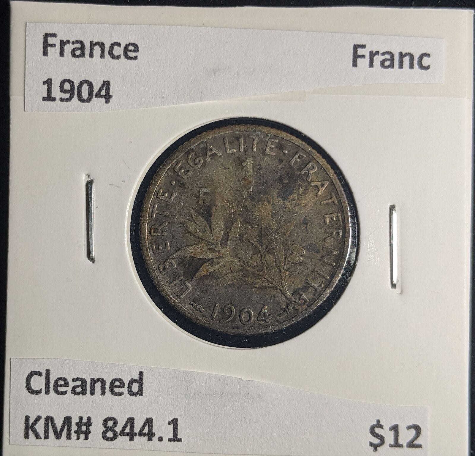 France 1904 Franc KM# 844.1 Cleaned #521 #25C