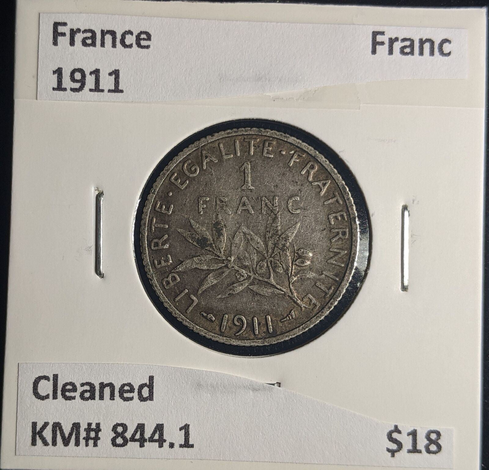France 1911 Franc KM# 844.1 Cleaned #561 #25C