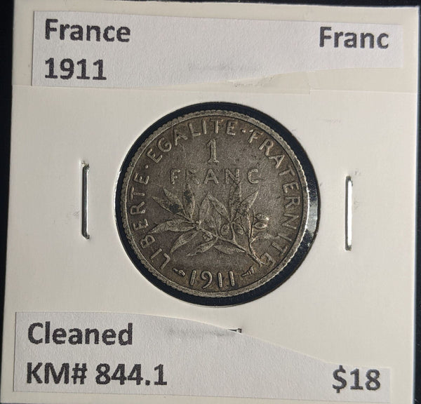 France 1911 Franc KM# 844.1 Cleaned #561 #25C