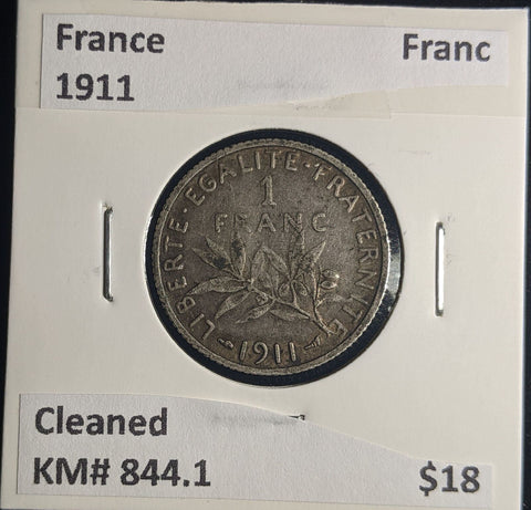 France 1911 Franc KM# 844.1 Cleaned #561 #25C