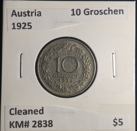 Austria 1925 10 Groschen KM# 2838 Cleaned #1580 #24