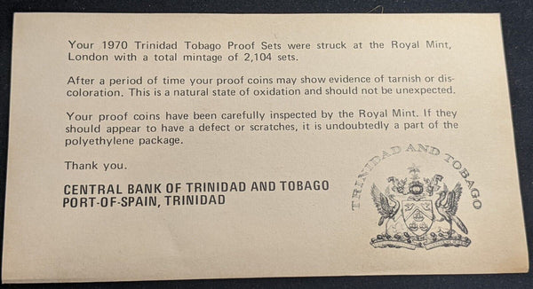Trinidad and Tobago 1970 proof Set 6 Coins #092