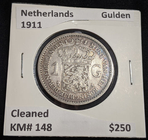 Netherlands 1911 Gulden KM# 148 Cleaned #135 #26A