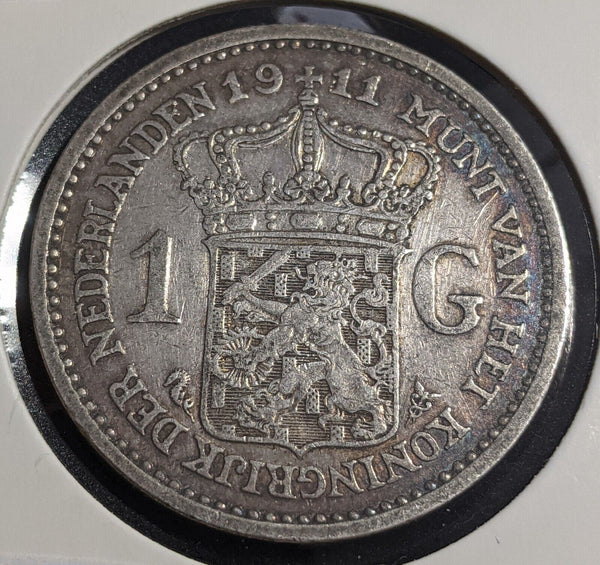 Netherlands 1911 Gulden KM# 148 Cleaned #135 #26A