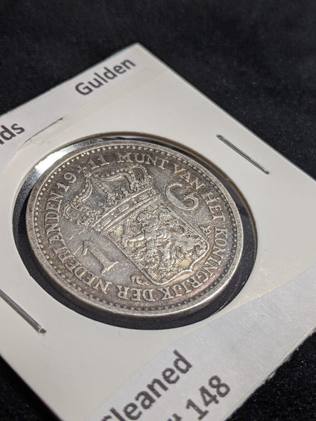 Netherlands 1911 Gulden KM# 148 Cleaned #135 #26A